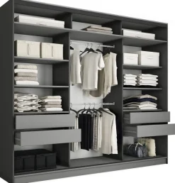 Szafy Trzydrzwiowe|Szafy Do Salonu>BROMARKT Duża owa szafa przesuwna z lustrem 280 cm EDGE MAX grafit