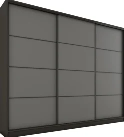 Zestawy Mebli Do Przedpokoju|Szafy Trzydrzwiowe>BROMARKT Duża grafitowa szafa przesuwna 280 cm do sypialni LOFT MAX
