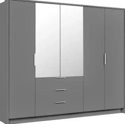 Szafy Młodzieżowe|Szafy Otwierane>Stolar Duża owa szafa uchylna 255 cm z lustrem do sypialni TETRA grafit
