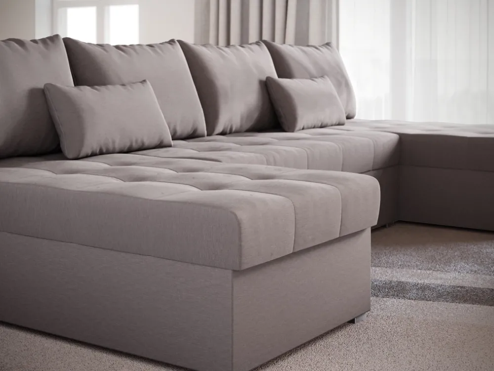 Narożniki>BROMARKT Duża kanapa narożna z funkcją spania HOT U SLIM rozkładana różowa