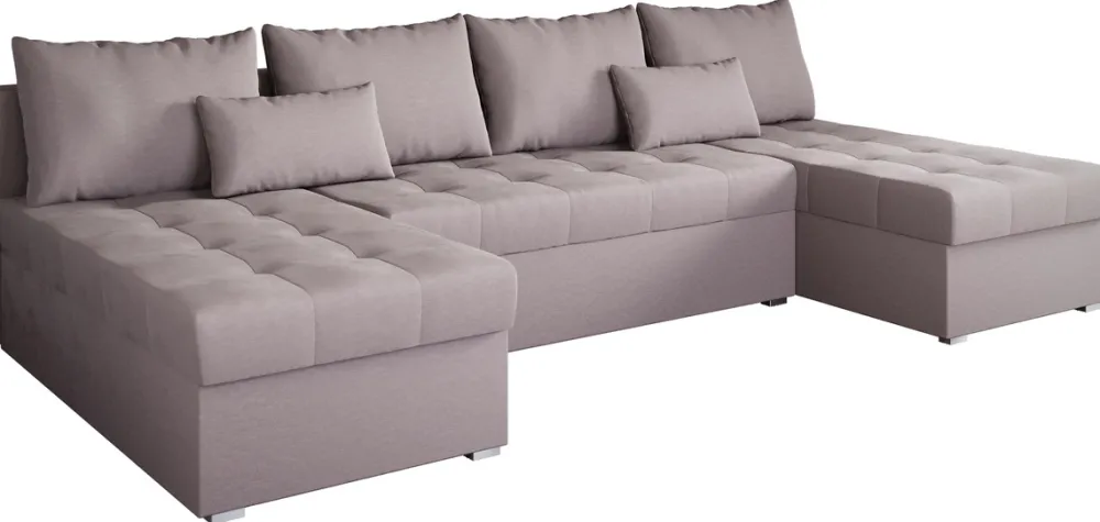 Narożniki>BROMARKT Duża kanapa narożna z funkcją spania HOT U SLIM rozkładana różowa