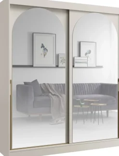 Meble Młodzieżowe|Zestawy Mebli Do Przedpokoju>JUREK Duża owa szafa przesuwna 180 cm z lustrami MORIN kaszmir