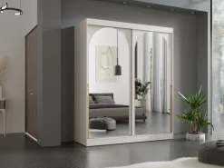Szafy Dwudrzwiowe|Szafy Do Przedpokoju></noscript>JUREK Duża owa szafa przesuwna 180 cm z lustrami MORIN kaszmir