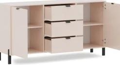 Zestawy Mebli Do Salonu|Komody>Stolar Duża komoda 160 cm z szufladami do salonu beż piaskowy CALISSA