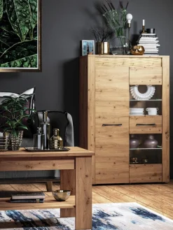 Zestawy Mebli Do Salonu|Komody></noscript>ML Meble Duża komoda czterodrzwiowa z szufladą 165 cm ARTIS