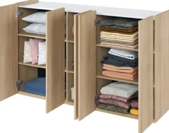 Komody>lenart. Duża komoda do salonu z półkami cichy domyk 156 cm EASY EA-01