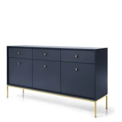 Komody></noscript>PIASKI Duża komoda na nóżkach MONTI granat złoty granatowy