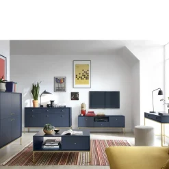 Komody></noscript>PIASKI Duża komoda na nóżkach MONTI granat złoty granatowy