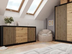 Komody></noscript>BROMARKT Duża komoda z lamelami i szufladami do sypialni 180 cm LOFT