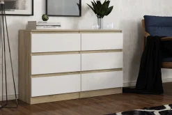 Komody>Meblohand Duża komoda z szufladami 120 cm do salonu AMPARO dąb sonoma