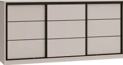 Komody>BROMARKT Duża komoda z szufladami i drążkiem do sypialni 200 cm LOFT beż piaskowy