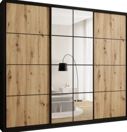 Zestawy Mebli Do Przedpokoju|Szafy Trzydrzwiowe>BROMARKT Duża loftowa szafa przesuwna 280 cm do sypialni EDGE MAX