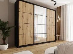 Zestawy Mebli Do Przedpokoju|Szafy Trzydrzwiowe></noscript>BROMARKT Duża loftowa szafa przesuwna 280 cm do sypialni EDGE MAX