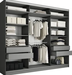 Szafy Trzydrzwiowe|Szafy Do Przedpokoju>BROMARKT Duża nowoczesna owa szafa do sypialni 280 cm TOP MAX grafit