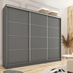 Szafy Trzydrzwiowe|Szafy Do Przedpokoju></noscript>BROMARKT Duża nowoczesna owa szafa do sypialni 280 cm TOP MAX grafit