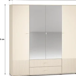 Meble Młodzieżowe|Zestawy Mebli Do Salonu></noscript>ML Meble Duża nowoczesna szafa do sypialni 200 cm z lustrem SOPHIE cashmere