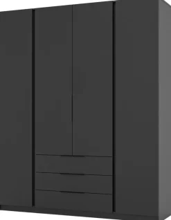 Szafy Do Przedpokoju|Szafy Młodzieżowe>Lempert Duża nowoczesna szafa do sypialni z szufladami 200 cm KARAT czarny