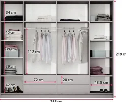 Szafy Młodzieżowe|Szafy Otwierane></noscript>Stolar Duża nowoczesna szafa z lustrem 255 cm do sypialni BRAND lawa