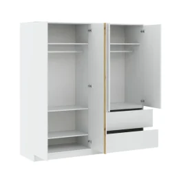 Meble Młodzieżowe|Zestawy Mebli Do Sypialni>INTER MEBLE Duża szafa 195 cm do sypialni z drzwiami i szufladami BALVIO biały