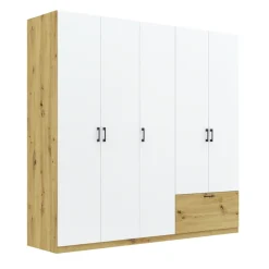 Szafy Otwierane>INTER MEBLE Duża szafa 225 cm do sypialni na ubrania z szufladą ARLENE dąb artisan