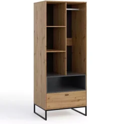 Zestawy Mebli Młodzieżowych|Szafy Dwudrzwiowe>GiB Meble Duża szafa do salonu 80 cm biały dąb artisan OLI