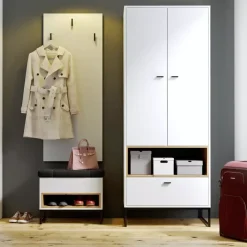 Zestawy Mebli Młodzieżowych|Szafy Dwudrzwiowe></noscript>GiB Meble Duża szafa do salonu 80 cm biały dąb artisan OLI