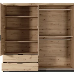 Meble Młodzieżowe|Zestawy Mebli Do Przedpokoju>LASKI Duża szafa do sypialni z lustrem 220 cm TERAMO dąb artisan antracyt