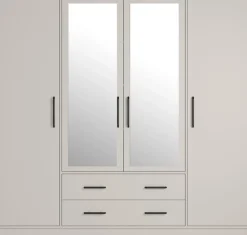 Zestawy Mebli Do Przedpokoju|Szafy Modułowe>MEBLAR Duża szafa garderoba z lustrem i półkami 200 cm SEVAS kaszmir