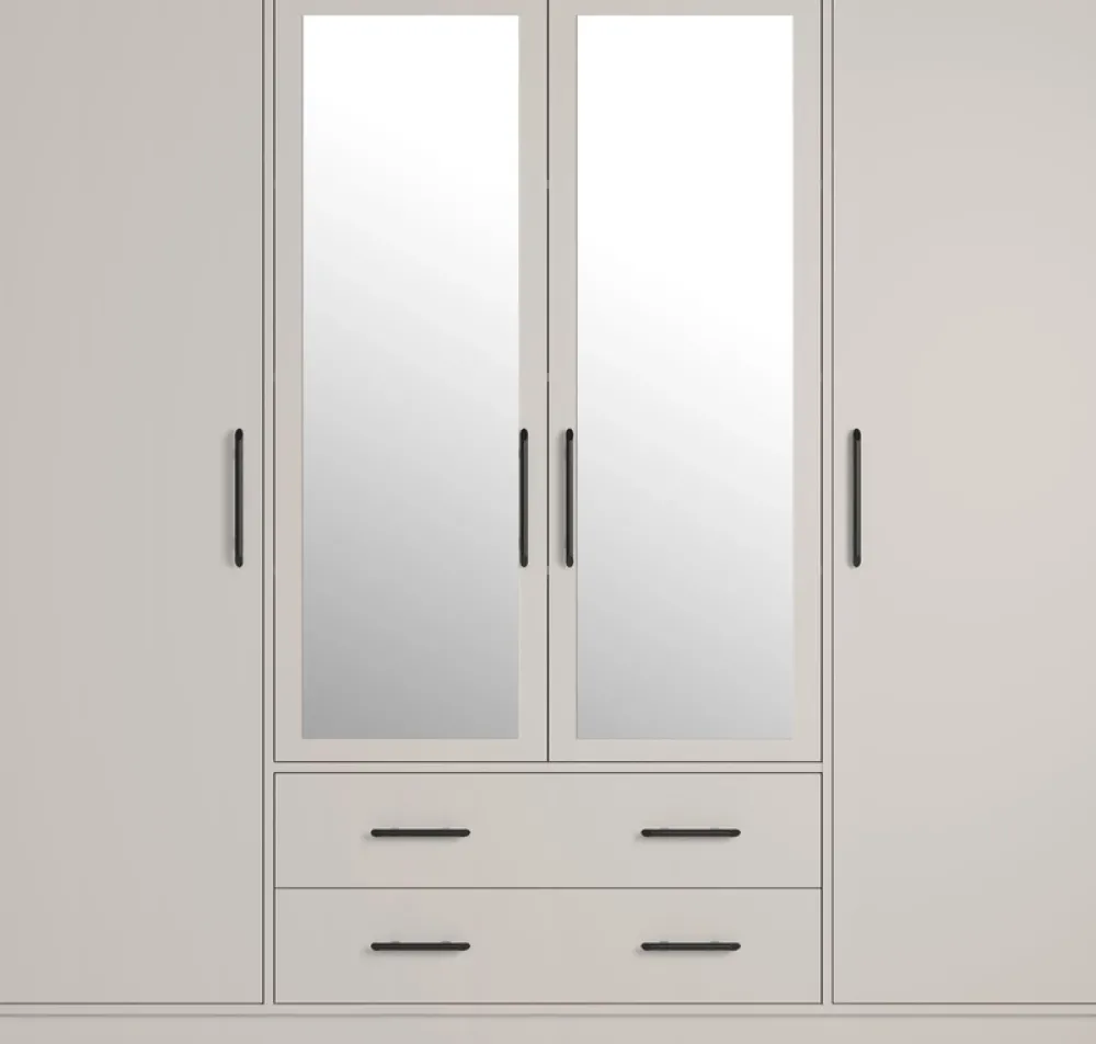 Garderoby|Meble Dla Dzieci>MEBLAR Duża szafa garderoba z lustrem i półkami 200 cm SEVAS kaszmir