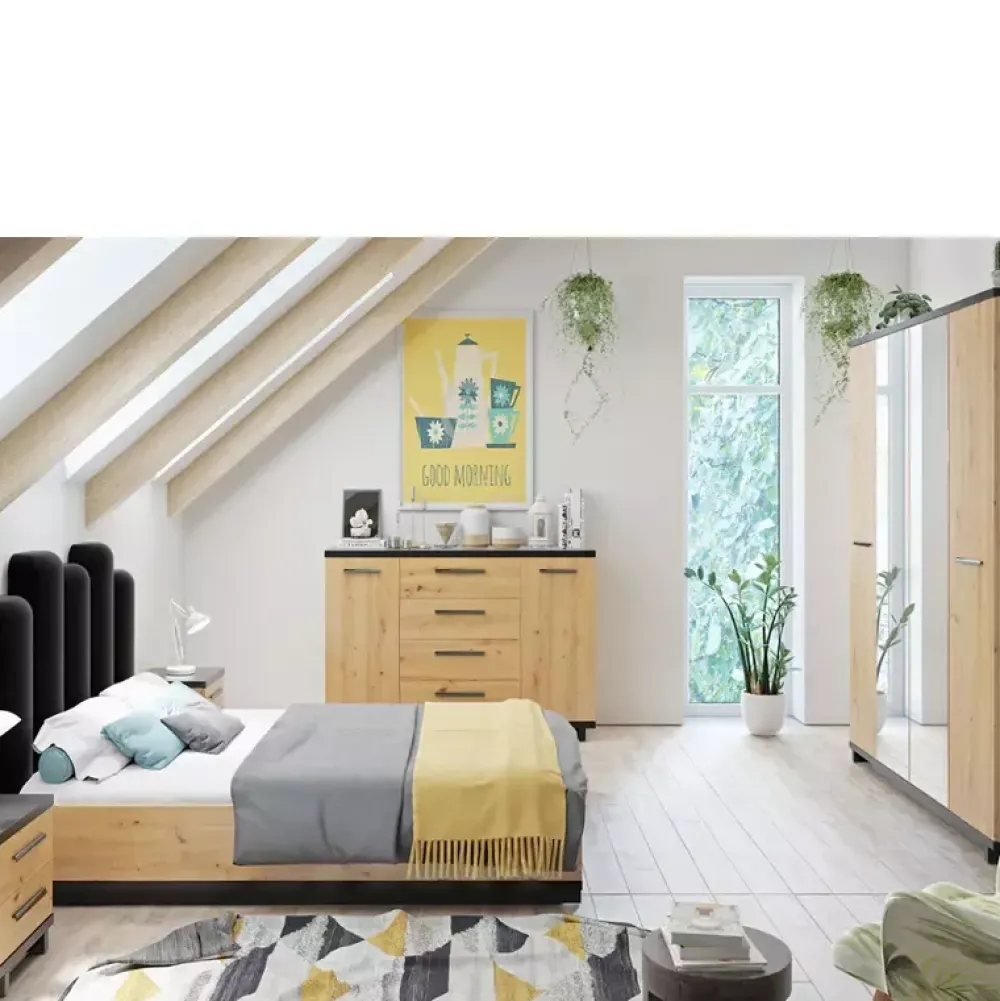 Zestawy Mebli Do Sypialni|Zestawy Mebli Do Salonu>GiB Meble Duża szafa na ubrania 180 cm Dąb artisan/czarny ISMENA