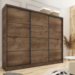 Zestawy Mebli Do Przedpokoju|Szafy Trzydrzwiowe></noscript>BROMARKT Duża szafa na ubrania 280 cm LOFT dąb lefkas