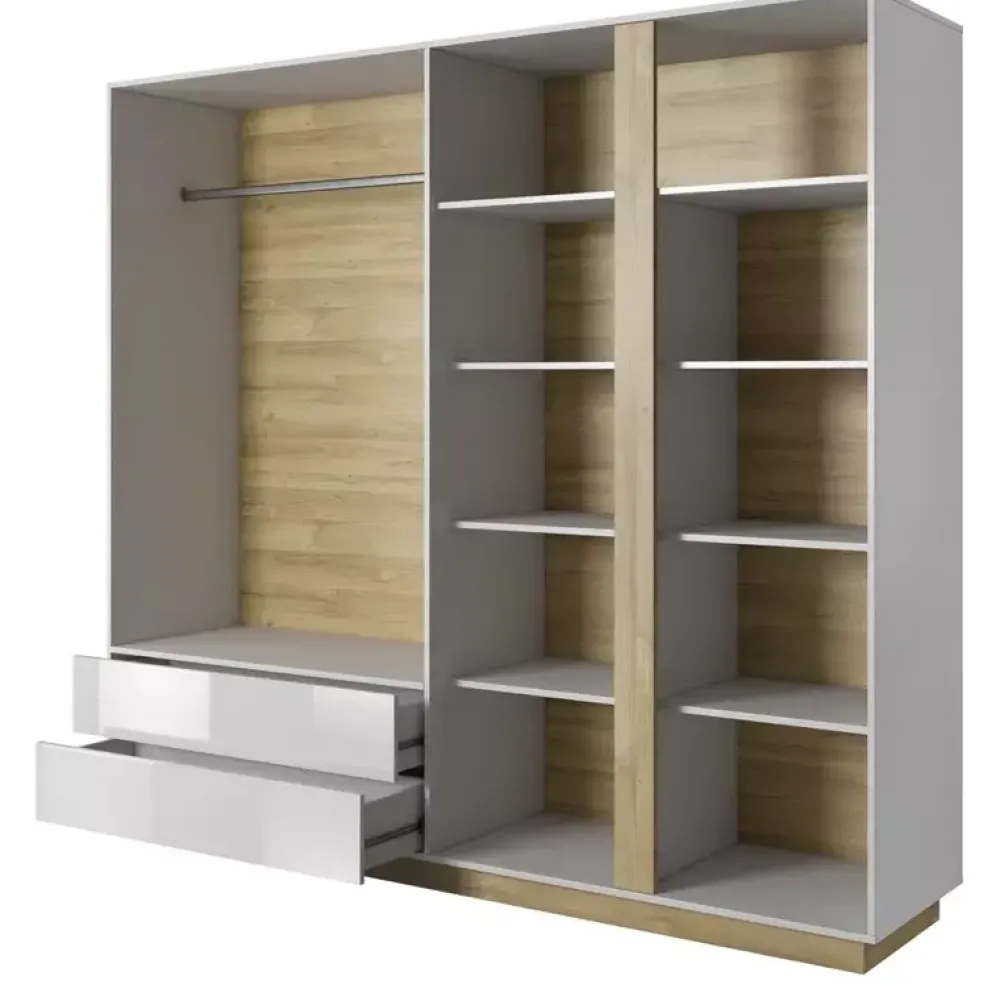 Meble Młodzieżowe|Zestawy Mebli Do Przedpokoju>LASKI Duża szafa na ubrania biała połysk LINDA