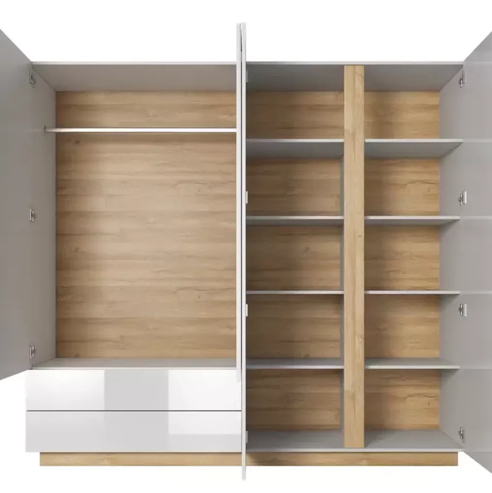 Meble Młodzieżowe|Zestawy Mebli Do Przedpokoju>LASKI Duża szafa na ubrania biała połysk LINDA