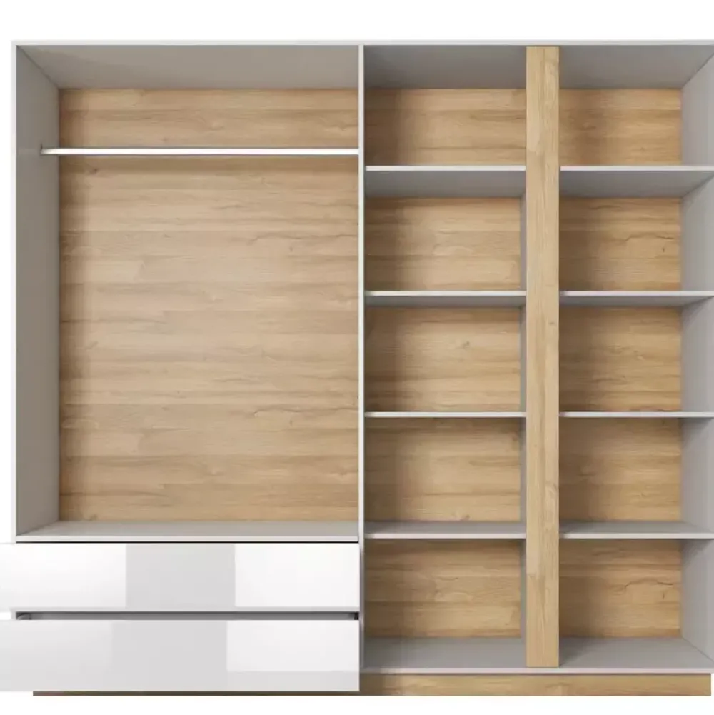 Meble Młodzieżowe|Zestawy Mebli Do Przedpokoju>LASKI Duża szafa na ubrania biała połysk LINDA