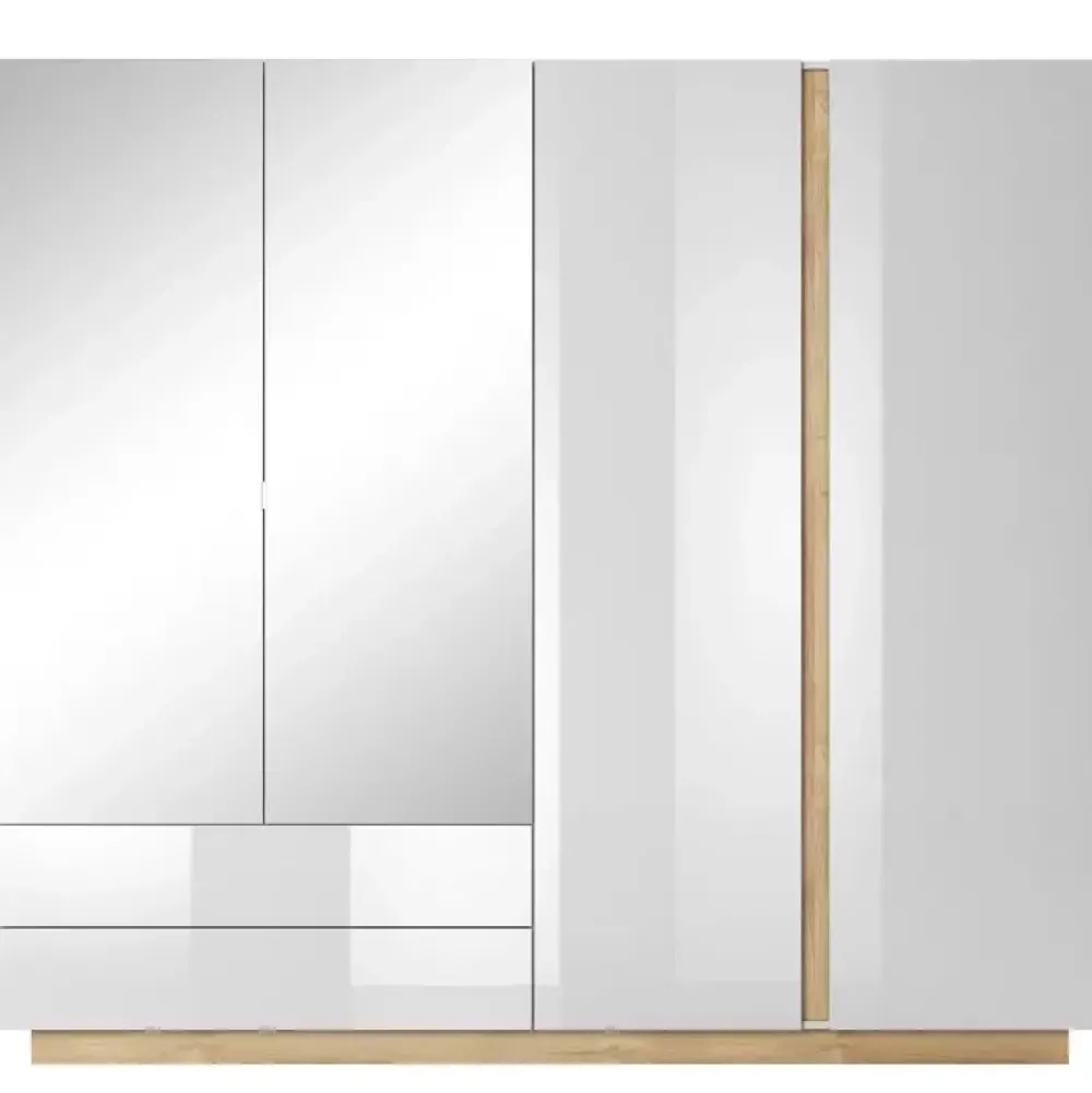 Meble Młodzieżowe|Zestawy Mebli Do Przedpokoju>LASKI Duża szafa na ubrania biała połysk LINDA