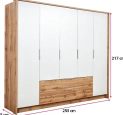 Meble Młodzieżowe|Zestawy Mebli Do Przedpokoju></noscript>Stolar Duża szafa pięciodrzwiowa z półkami i szufladami 255 cm VELAR