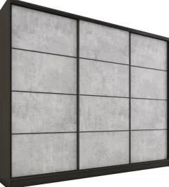 Zestawy Mebli Do Przedpokoju|Szafy Trzydrzwiowe>BROMARKT Duża szafa przesuwna 280 cm do garderoby LOFT MAX beton