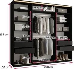 Szafy Trzydrzwiowe|Szafy Do Przedpokoju></noscript>BROMARKT Duża szafa przesuwna 250 cm GOLD NEW MAX lefkas
