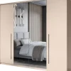 Szafy Z Lustrem|Szafy Przesuwne>Stolar Duża szafa przesuwna 255 cm z szufladami lustrami i LED SANTINA