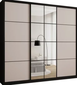 Szafy Trzydrzwiowe|Szafy Do Przedpokoju>BROMARKT Duża szafa przesuwna 250 cm z lustrem i drążkami EDGE MAX