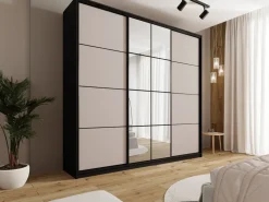 Szafy Trzydrzwiowe|Szafy Do Przedpokoju></noscript>BROMARKT Duża szafa przesuwna 250 cm z lustrem i drążkami EDGE MAX