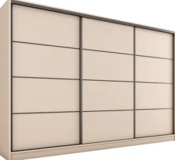 Zestawy Mebli Do Przedpokoju|Szafy Trzydrzwiowe>BROMARKT Duża szafa przesuwna do sypialni 280 cm LOFT beż piaskowy