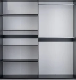 Szafy Dwudrzwiowe|Szafy Z Lustrem></noscript>Stolar Duża szafa przesuwna do sypialni z lustrem i półkami 250 cm BOLTON grafit