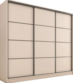 Zestawy Mebli Do Przedpokoju|Szafy Trzydrzwiowe>BROMARKT Duża szafa przesuwna do sypialni 200 cm LOFT beż piaskowy