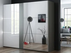 Szafy Dwudrzwiowe|Szafy Z Lustrem></noscript>Stolar Duża szafa przesuwna z lustrem i szufladami 250 cm TOSSA