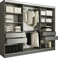 Szafy Do Przedpokoju|Szafy Do Salonu>BROMARKT Duża szafa przesuwna z lustrem do sypialni 250 cm TOP grafit