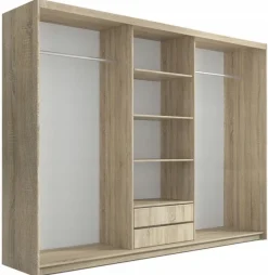 Zestawy Mebli Do Przedpokoju|Szafy Trzydrzwiowe>Meblohand Duża szafa przesuwna z lustrem i szufladami PORTO dąb sonoma