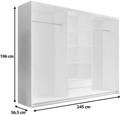 Zestawy Mebli Do Przedpokoju|Szafy Trzydrzwiowe></noscript>Meblohand Duża szafa przesuwna z lustrem i szufladami PORTO dąb sonoma