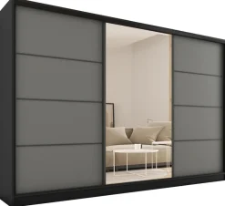 Zestawy Mebli Do Przedpokoju|Szafy Trzydrzwiowe>BROMARKT Duża szafa przesuwna z lustrem i szufladami 280 cm LOFT