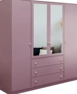 Meble Dla Dzieci|Zestawy Mebli Do Przedpokoju>Stolar Duża szafa uchylna z lustrem i półkami 196 cm SELMA śliwa